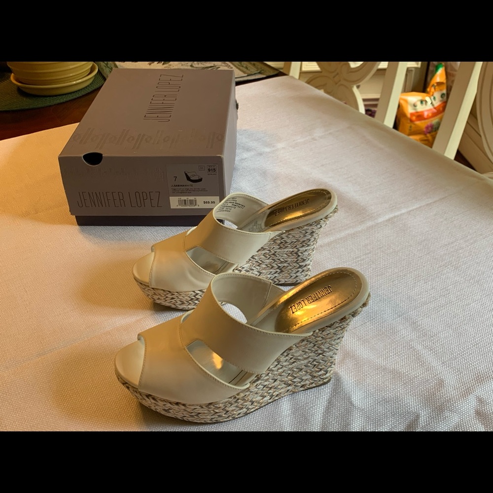 Ladies white platform sandals